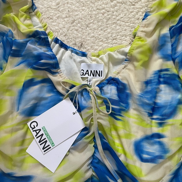 GANNI Printed Mesh U Neck Blouse - Picture 4 of 6